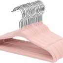 ManGotree Velvet Baby Clothes Hangers, Baby Toddler Kids Hangers with Swivel Hook, Notched Shoulder Design for Kids and Children Clothes (30 Pack, Light Pink)