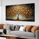 Gold Tree Wall Pictures for Living Room Large Print Painting Wall Art Bedroom Office Wall Decor 29 x 59 Inch Wrapped Canvas