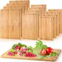 Tioncy 12 Pcs Wood Cutting Board Set Wooden Charcuterie Board for Kitchen Butcher Block Tray Serving Board for Meat Cheese Fruit Housewarming Gift, 16x12, 14x10, 11x8 Inch(Bamboo)