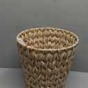 Boho Wicker Trash Can with Lid,Waterproof Bathroom Trash Can Hand Woven Wicker Waste Baskets for Kitchen Office Bedroom (3Gallons, Polypropylene)