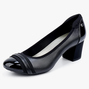 JENN ARDOR Chunky Block Pumps for Women Slip On Low Heel Closed Round Toe Dress Shoes Classic Mid Square Shoes Wedding Party Office Lady Shoes 2 inch, SIZE 9.5