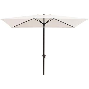 JEAREY 6.5x10ft Olefin Rectangular Patio Umbrella, Rectangle Outdoor Umbrellas with Auto Tilt Crank System, Market Table Umbrella UV Protection Fade-Resistant for Pool Deck Garden Yard, Cream White
