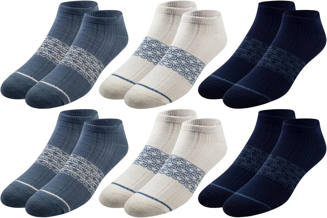 Pair of Thieves Men's Athletic Cotton Low-Cut Socks - 6-Pack Cushioned Comfort Socks for Sports, Work & Casual Wear (Black/Oatmeal/Navy)