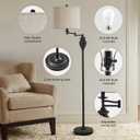 Floor Lamp for Living Room, Color Temperature 350° Adjustable Swing Arm Lamp Vintage Standing Lamp Traditional Farmhouse Standing Lamp Tall Lamp for Bedroom Office Home Nursery Study Room Hotel