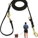 Leather Dog Leash 8ft for Small Medium Dogs, Luxurious Leather Puppy Leash with Multi-Function and Hands-Free, Durable Double - Stitched Lead for Walking & Running (Black) (8ft-1/2'')