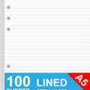 A5 Lined Paper, Refills for Filofax Planner, Organizer, Binders, 6 Hole Punched, 100 Sheets/200 Pages, 100gsm, White, 5.8 x 8.2 Inch