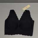 Ubras Deep V Seamless Bras for Women Scalloped Wireless Bralette Comfortable Soft Everyday Sleep Bras Smart Size (Medium, Black)