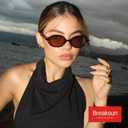 Retro Oval Sunglasses for Women Men Trendy Round Sunnies 90s Vintage Style (A4 Black/Brown)