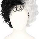 Topcosplay Women and Girls Wig Short Black and White Wigs Halloween Cosplay Wig