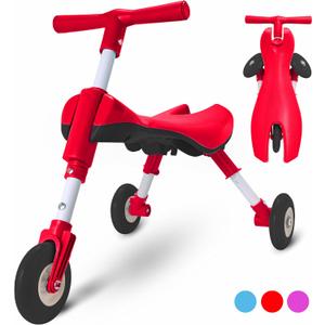 Tricycle for Toddlers 1-3 Years Old Foldable Tricycle for Toddlers Toddler Bike for Boys and Girls Easy to Ride and Steer No Assembly Needed Christmas, 1st Birthday Gifts Boy - Red - KIDRIM