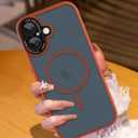 AIGOMARA Magnetic for iPhone 17 Case, [Compatible with Magsafe] [Full Camera Protection] Slim Shockproof Translucent Matte Protective Case for iPhone 17 6.3 Inch, Orange