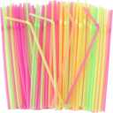 Flexible Plastic Straws Disposable, Vibrant & Colorful Assortment Bendy, Stylish Drinking Straws for Every Occasion & Party Decoration, 175 Count