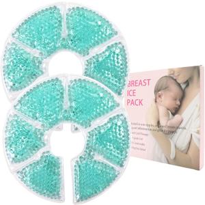 2 x Breast Treatment Ice Pack Hot Cold Breast Pad, Nursing Pain, Mastitis, Swelling, Essential for Breastfeeding New Mothers, 2 Pack,Blue,M