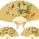 Quzzil Giant Fan Wall Decoration 43 Inch Large Chinese Traditional Fan Wall Art for Hanging Headboard Decorative Bamboo Decoration for Background Living Room Bedroom Headboard Art(Elegant), 25.6"L x 2.4"W