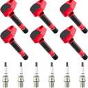 CarBole UF242 Ignition Coils and Iridium Spark Plug Set Fit for Honda Accord Odyssey, Acura TL CL RL 3.0L 3.2L 3.5L V6 (Pack of 6PCS)
