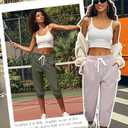 Ficerd 2 Pcs Women's Capri Sweatpants Joggers Summer Casual Sports Cropped Lounge Pants High Waisted Athletic with Pockets, M