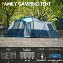 PORTAL 10 Person Tent for Camping, Large Family Camping Tents with 3 Room & Screen Room, PFAS-Free Waterproof Tunnel Tents with Rainfly, Large Tent for Outdoor Camping