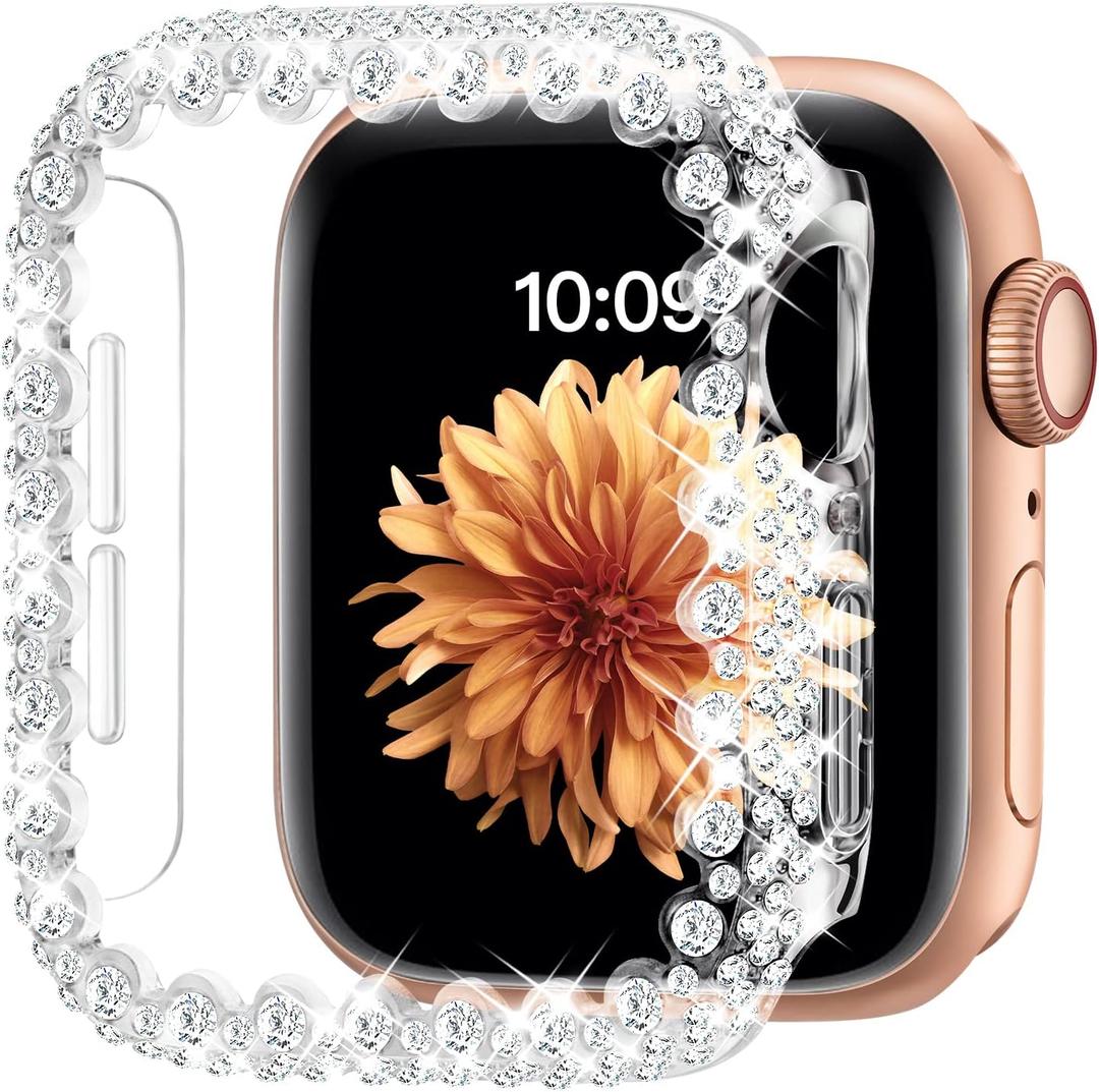 Bling Bumper Case Compatible with Apple Watch Series 6/5/4/SE 3/SE 2/SE 40mm, Diamond Protective Face Cover for Women, Hard PC Frame Protector for iWatch 40mm (Clear) Bling Bumper Case Compatible with Apple Watch Series 6/5/4/SE 3/SE 2/SE 40mm, Diamond Protective Face Cover for Women, Hard PC Frame Protector for iWatch 40mm (Clear)