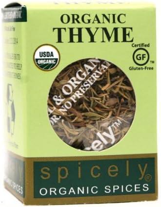Pack of 6 Spicely Organic Thyme 0.10 Ounce ecoBox Certified Gluten Free, Best By 12/28/2025
