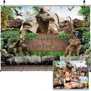 7X5FT Dinosaur Theme Backdrop Boy Kids Birthday Party Photography Background Jungle Park Baby Shower Cake Table Decoration Photo Birthday Party Supplies Banners DH-202 Green