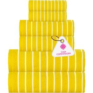 CASA COPENHAGEN Ecstatic 6 Pieces Towel Set- Butter Yellow, 600 GSM 2 Bath Towel 2 Hand Towel 2 Washcloth, Designed in Denmark Made of Soft Egyptian Cotton for Bathroom, Kitchen & Shower.