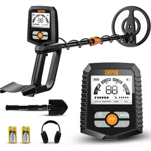 SUNPOW Metal Detector for Adults & Kids, Kids Metal Detector Waterproof for Gold Detecting, Stable Anti-Interference, Higher Accuracy, Bigger LCD Display, 4 Modes, IP68 Search Coil, OT-MD13 (Black-13)