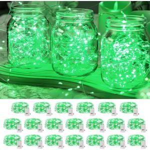 20 Pack LED Fairy Lights Battery Operated,7FT 20 LED Waterproof Mini Twinkle String Lights for Wedding Party Christmas Decorations,Green
