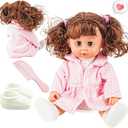 SMILESSKIDDO Baby Doll, 12 inch Interactive Talking Baby Dolls with Hair, 12 Sounds and Accessories, Pretend Play Preschool Babies Toys Gift for Girls 2 3 4 5 6+ Years Old