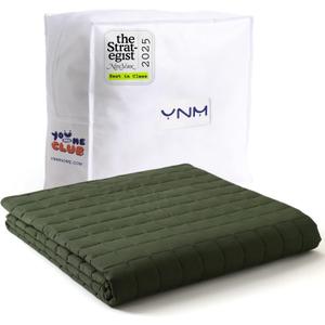 YnM 7lbs Weighted Blanket for Adults, Cotton Heavy Bed Throw Blanket for All Season Use, Ideal for ~60lbs (41x60 Inches, Twin Army Green)