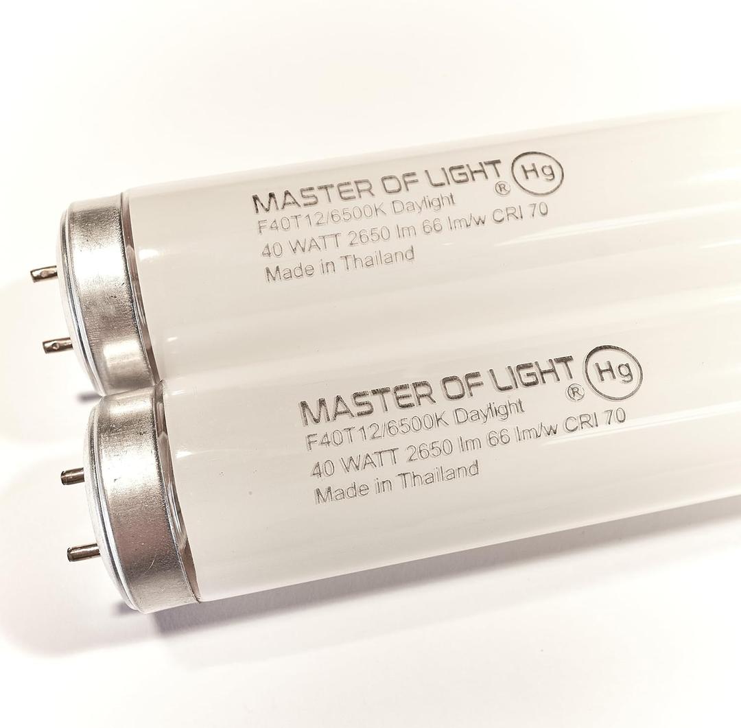 F40/D Daylight (2 Pack) 4ft Fluorescent Tube Light Bulb 40W 40 Watt T12 Daylight 4100K 1.5 inch Diameter Replaces F40DX F40T12/865/ECO F40SP65/ECO F40DX/ALTO F40/LR/ECO/2P F40T12/DX (2)