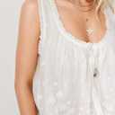 Womens Summer Boho Embroidered Tank Button Down Cami Tops Beach Vacation Flowy Vest Sleeveless Blouses Crop Tops (White, S)