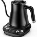 Gooseneck Electric Kettle with 1 Temperature Control, 304 Stainless Steel Interior, BPA Free, 1200 Watt Rapid, Brew Timer, Automatic Shut Off for Pour Over Coffee, Brew Tea, Boil Hot Water