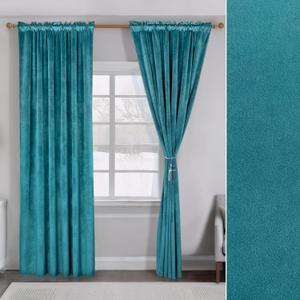 DUOBAO Teal Blue Curtains 96 Inches Long 2 Panels Set Velvet for Bedroom Blackout Curtain Thermal Insulated Window Treatment Panels Velvet Backdrop for Living Room/French Door, W52 x L96