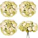 Olgaa 4 Bunches Peonies Artificial Flowers Faux Flowers Bouquet Silk Peony Hydrangea for Vase Wedding Centerpiece Bridal Shower Garden Party Home Decor (Green)