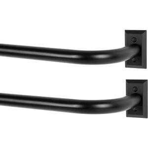 TANGWIN Black Wrap Around Curtain Rods 2 Pack:Blackout Heavy Duty Adjustable Window Curtain Rod for Bedroom Kitchen,Modern Decorative Curved French Metal Drapery Rods Easy Install,Matte Black 48-90"