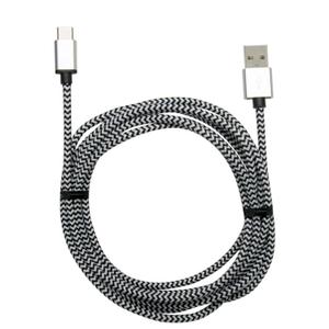 Zgear DC-USBCBM8-BKWHzp USB Cable, Nylon Fiber, Black/White, 8 ft, L