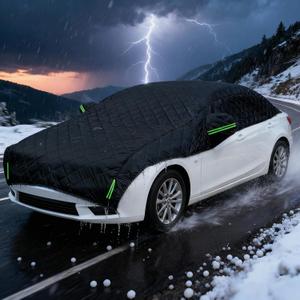 Hail Protector Car Cover Custom Fit for SUV Jeep-Length (181 to 205In),5-Layer Anti-Hail Thickened Car Covers Waterproof All-Weather UV/Wind/Snow Outdoor Protection with Reflective Strip,Black