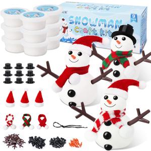 9 Pack Build a Snowman Kit Snowman Crafts for Kids, Modeling Clay Snowman DIY Kit, Christmas Stocking Stuffers for Kids, Christmas Crafts Xmas Gift