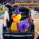 Hungdao 4ft Halloween Inflatable Witch Duck Halloween Golf Cart Decorations Kit PVC Blow Ups Duck Tinsel Garlands Tinsel Streamers Fan Flag, Reusable Outdoor Pool Floats Decoration for Parade Yard