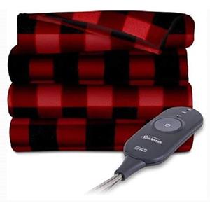Sunbeam Electric Heated Fleece Throw, 50 x 60, Red/Black Plaid