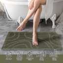 ZALL Dark Green Waffle Bath Mat Wavy,Super Absorbent Non Slip Bathroom Rug, 24x48inch, Machine Washable Ultra Soft Floor Mats