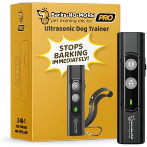 Pro Dog Bark Deterrent and Training Device - Stop Barking Without Hurting Your Pet - Rechargeable Ultrasonic Dog Bark Trainer - Just Point and Press, Black