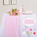 2 Packs 10ft Blushing Pink Chiffon Table Runner 30 x 120 Inches Romantic Sheer Table Decorations Long Tulle Runner for Wedding Bridal Shower Party Supplies Decor, 30Inch x10FT2 Pack