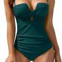 Eomenie Women's Push Up Wrap Front Swimsuit One Piece Tummy Control Bathing Suits Bandeau Support Slimming Swimwear, Size 2XL