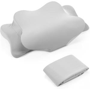 Cooling Cervical Neck Pillowcase Cover (Only Pillow Case) Ergonomic Pillowcase with Zipper Breathable Pillow Cover Contour Cool Case for Side Back Stomach Sleepers(Gray,Standard Size)