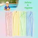 100 Pcs Flexible Disposable Plastic Straws, Colorful Flexible Straws, Long Straws, Disposable Plastic Drinking Straws, 8.27inch Long Straws Party Decorations, Assorted Colors Striped