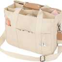 Barsine Messenger Bag for Women and Men, Multi-Pocket & Compartments Everyday Tote, Lightweight Canvas Bible Sturdy Bag (White)