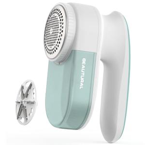 BEAUTURAL Fabric Shaver and Lint Remover, Rechargeable Sweater Defuzzer with 2 Speeds, 1 Replaceable 6-Leaf Blade, Remove Fuzz, Lint Balls, Pills, Bobbles for Clothes and Furniture (Large, Green)