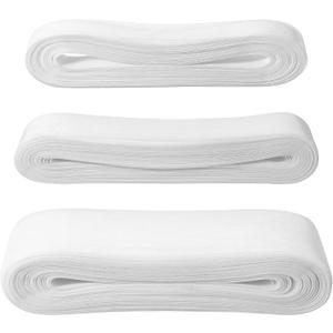 3 Rolls White Horsehair Braid, 1 Inch 2 Inch 3 Inch Wide Stiff Polyester Boning for Sewing, Wedding Dress Hem Trim, Dance Gown Shaping, and DIY Craft