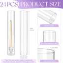24 Pcs Hurricane Candle Holder Sleeve, H:14" D:2.5" Bottomless Glass Cylinder Candleholder Tall Clear Glass Cylinder Open Both Ends, Chimney Tube Cover, Open Ended Candle Shade